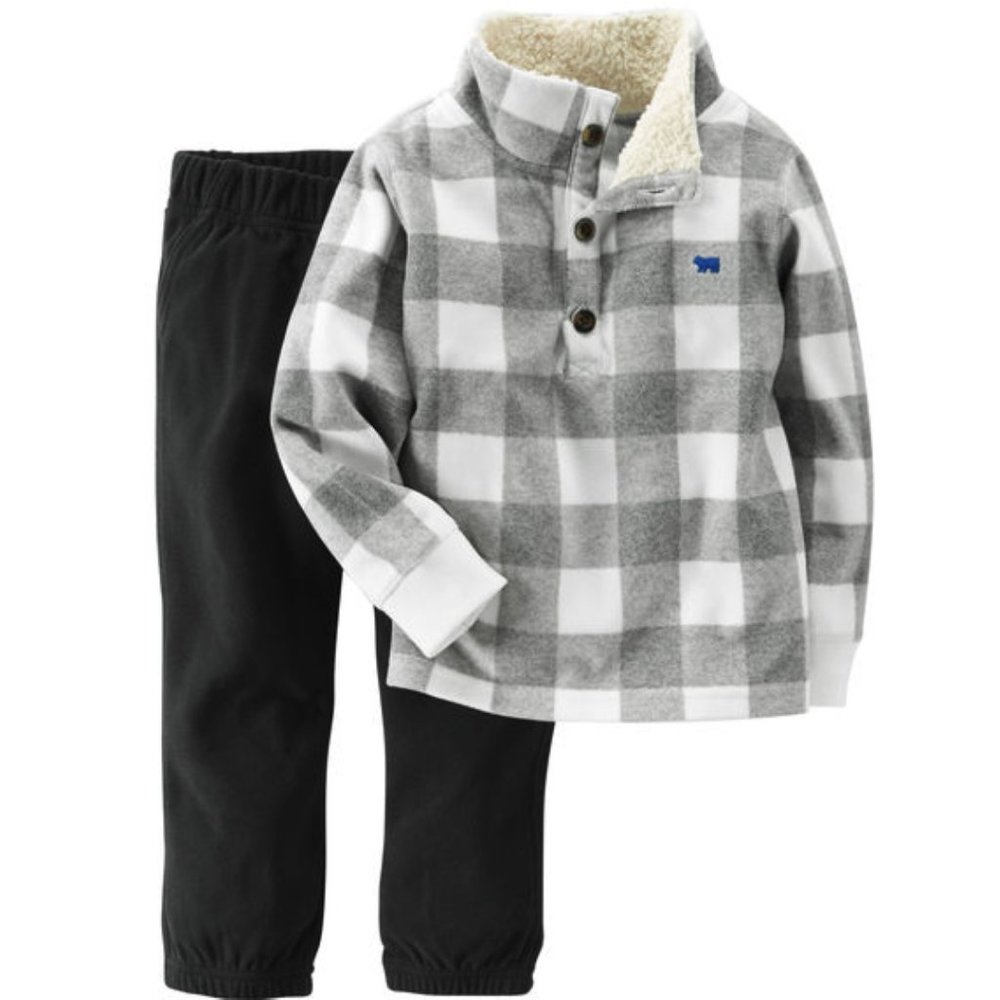 Carter's Gray White Sherpa Fleece Pullover & Black